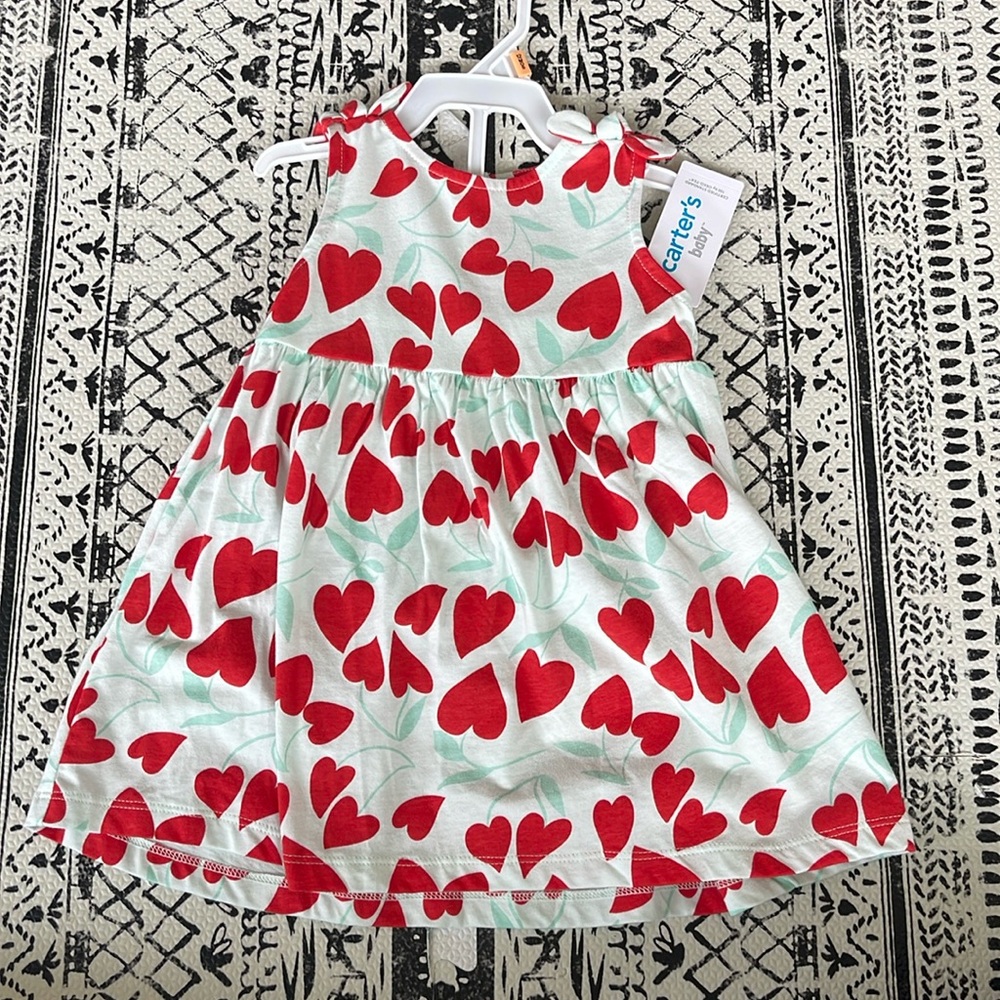 NWT Carters Baby Red Heart Cherry Dress 12months